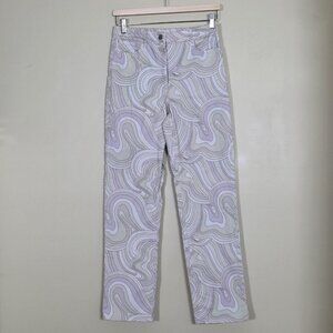 Wilfred Free Vera Pants Women 6 Multicolor Swirls Cotton Stretch Preppy Hippie